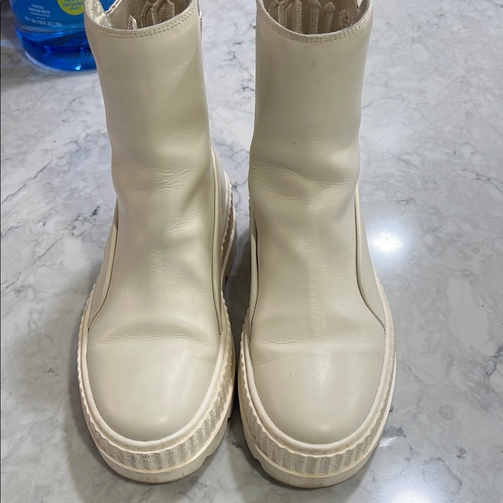 Puma Cream Ankle Booties with Chunky Sole